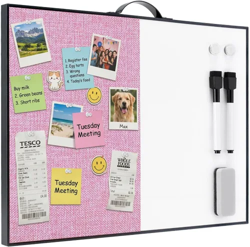 Vista 12 de TSJ OFFICE Pizarra blanca pequeña, pizarra blanca portátil de aluminio negro de 16 x 12 pulgadas, pizarra magnética de borrado en seco con asa, bloc
