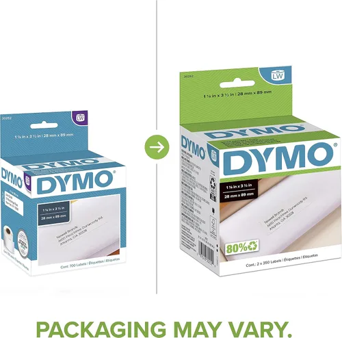 Vista 2 de DYMO Authentic LW White Mailing Address Labels DYMO Labels for LabelWriter Label Printers 1-1/8" x 3-1/2" 2 Rolls of 350 (700 Total)