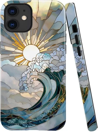 Vista 16 de Funda TnXee Compatible con iPhone 11, Funda Híbrida de 2 Capas de Prevención de Caídas con Arte Floral Colorido para Niñas y Niños