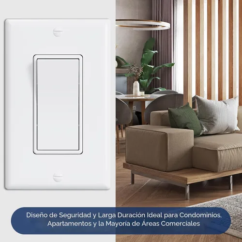 Vista 8 de ThunderWay - Interruptor de luz para decoración de 3 vías con placas de pared, 15 A 120/277 V, interruptores basculantes de pared Decora de tres