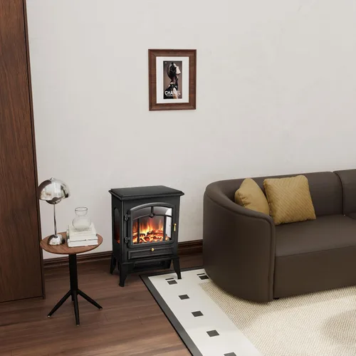 Vista 5 de Xbeauty Estufa Eléctrica de Chimenea de Interior de 22", Calentador de Chimenea Independiente con Brillo de Llama 3D Ajustable, Control
