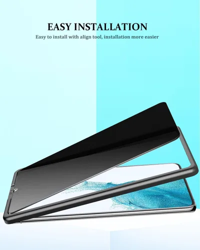 Vista 7 de Protector de pantalla de privacidad compatible con Samsung Galaxy S24 Ultra, vidrio templado con protector de lente de cámara, compatible