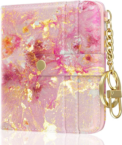 Vista 21 de Aiawoxc billetera para mujer, billeteras pequeñas RFID para mujer, cartera delgada y compacta para tarjetas de crédito, linda cartera de cuero