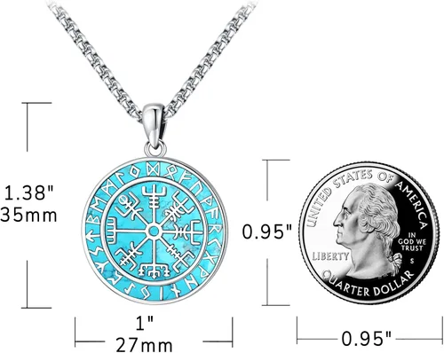 Vista 62 de Joyas de turquesa para mujeres y hombres de plata de ley 925 con colgante de urna para cenizas, collar con medallón de imagen, martillo de Thor