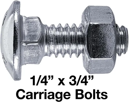 Vista 2 de Pernos de carro 1/4-20 x 3/4 ": Pernos de carro galvanizados a granel para valla (25 piezas)