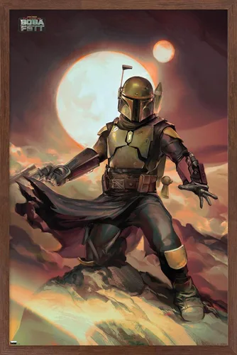 Vista 17 de Trends International Star Wars: The Book of Boba Fett - Póster de pared de Boba on Tatooine, 14.725 x 22.375 pulgadas, versión enmarcada de madera