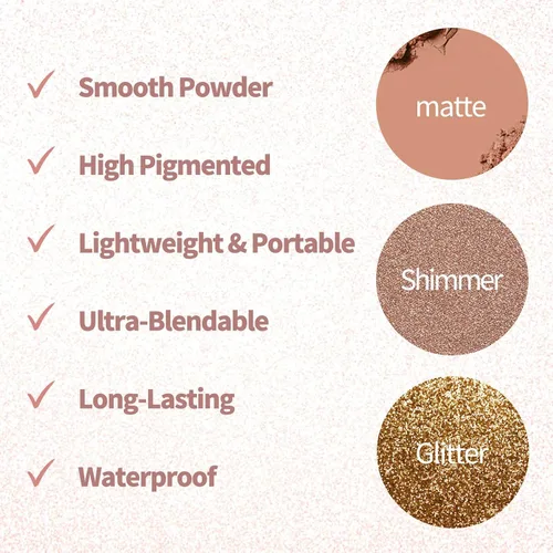 Vista 6 de Paleta de sombra de ojos desnuda 9 colores neutro desnudo mate brillo purpurina sombra de ojos paleta de maquillaje de alta pigmentación