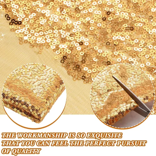 Vista 3 de Shimeyao Tela de lentejuelas de 24 pies y 8 yardas, tela con purpurina para coser disfraces y ropa, telón de fondo de boda, mantel de mesa, camino
