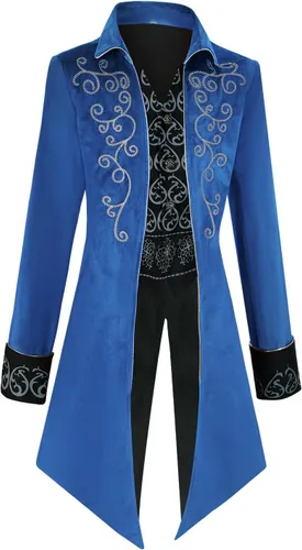 Vista 2 de Chaqueta steampunk gótica medieval vintage para hombre, disfraz de Halloween