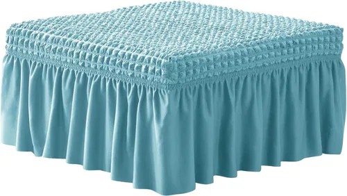 Vista 15 de NIDITW Funda otomana elástica de sirsaca gris con falda, rectangular, para almacenamiento, funda otomana con textura de burbujas 3D, fundas
