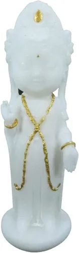 Vista 11 de Ebros Gift Pequeño Feng Shui Cultural Art Fortuna Charm Blanco y Oro Buda Figurita Bodhisattva Hotei Mini Budas Talismán Escultura