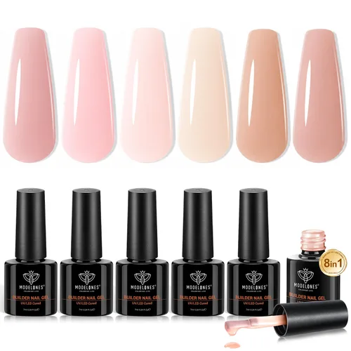 Vista 12 de modelones Juego de Base y Capa Superior para Esmalte de Uñas en Gel, 3 Piezas Base de Goma y Capa Superior de Gel Transparente Brillante y Mate a