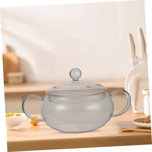 Vista 4 de Hemoton Olla de vidrio para cocinar tetera de vidrio, tetera de calefacción, tazón de comida Ramen, olla de calentamiento de leche, cuenco
