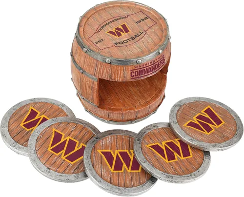 Vista 143 de FOCO NFL Team Logo 5-Pack Barrel Beverage Drink Coaster Set
