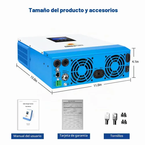 Vista 8 de SUNGOLDPOWER - Inversor solar de 3000 W de 24 V CC a 120 VCA, inversor todo en uno de 60 A MPPT (rango de voltaje MPPT: 30-90 Vdc) y cargador