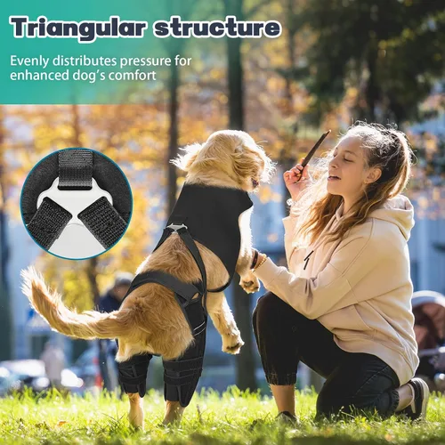 Vista 3 de Rodillera para perro para pierna trasera desgarrada, ajustable para pierna trasera con 7 estabilizadores, reduce el dolor, lesiones de ligamentos
