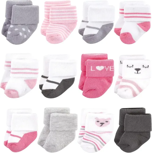 Vista 10 de Hudson Baby - Calcetines de algodón para bebés recién nacidos y Terry para niñas bebés