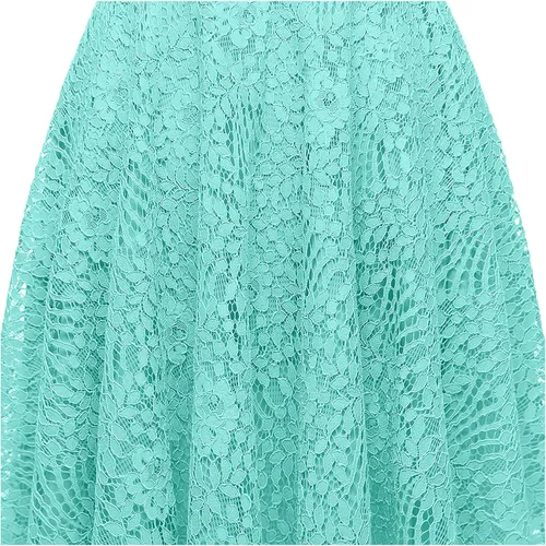Vista 5 de Kingfancy - Vestido de fiesta de dama de honor con encaje floral para mujer vestido de cóctel con cuello bote