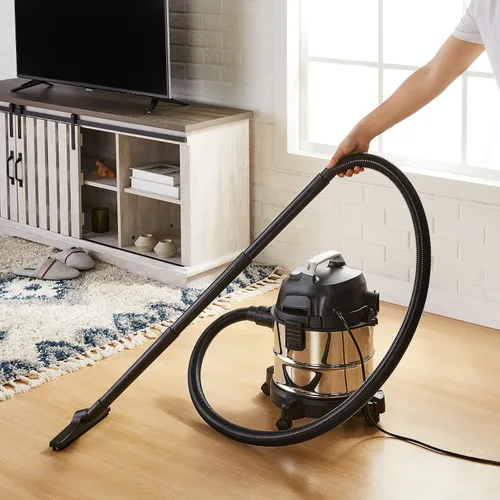 Vista 2 de Amazon Basics Aspiradora Húmeda/Seca, 4 galones, 3 HP, Acero Inoxidable, Gris/Negro