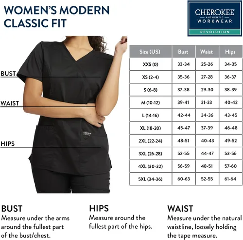 Vista 3 de Workwear Revolution WW610 - Ropa quirúrgica con estilo cruzado falso para mujer, elástica, suave y de fácil cuidado
