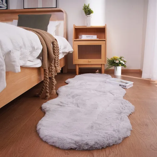 Vista 39 de Ghouse Alfombra ultrasuave de pelo sintético de conejo 2x3, alfombras lavables a máquina para dormitorio, alfombras esponjosas para sala de estar
