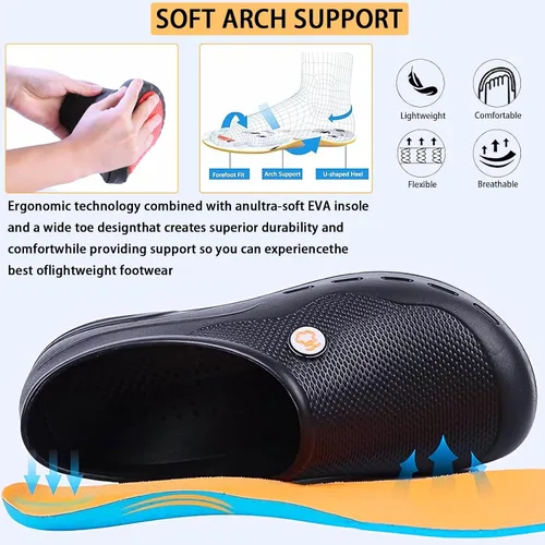 Vista 5 de Slip Resistant Work Shoes for Men and Women, Waterproof EVA Nursing Shoes and Chef Clogs, Oil-Resistant Non-Slip Food Service Footwear for Kitchen