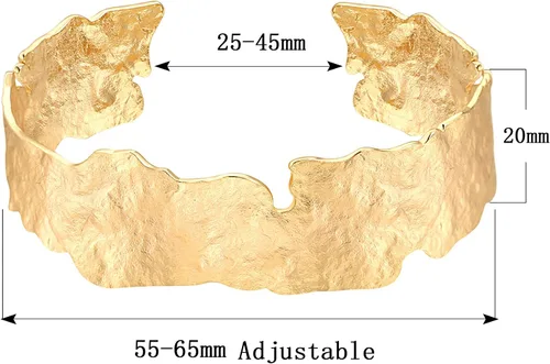 Vista 7 de POTESSA Brazalete chapado en oro de 18 quilates, ajustable, delicado, hecho a mano, joyería para mujer