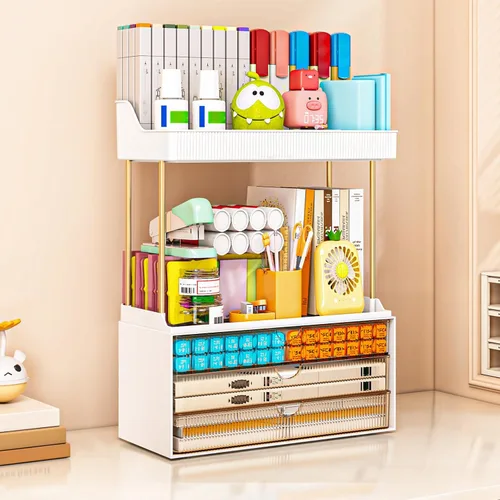 Vista 6 de caktraie Organizadores y Almacenamiento de Baño - Organizador de Maquillaje de 3 Cajones y 2 Niveles, Cajón de Almacenamiento de Cosméticos