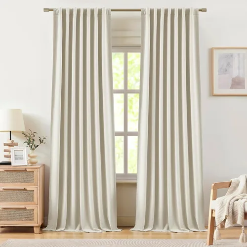 Vista 9 de Vision Home Cortinas Completamente Opacas de Lino Azul Niebla de 84 Pulgadas de Largo para Dormitorio y Sala de Estar, Paneles de Ventana Niebla Azul