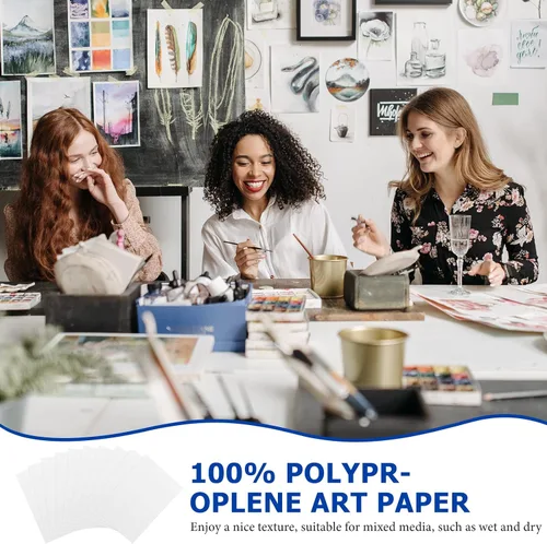 Vista 5 de 100 hojas de papel de acuarela de 3 tamaños, pintura a granel, papel blanco de prensa en frío, papel de color de agua para artistas, niños