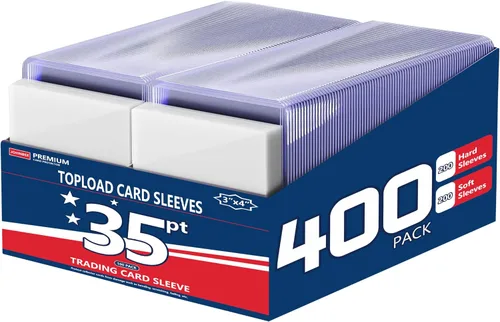 Vista 8 de 200 Card Sleeves Top Loaders for Cards, 35pt 3"x4" Clear (100Soft+100Hard)