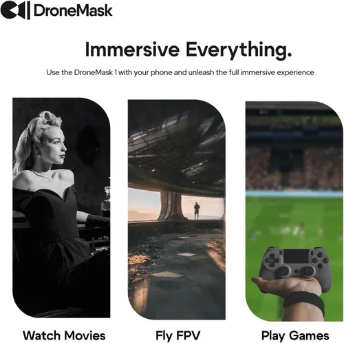 Vista 7 de DroneMask 1 Gafas FPV patentadas con lentes Unibody Auriculares VR inmersivos para drones DJI