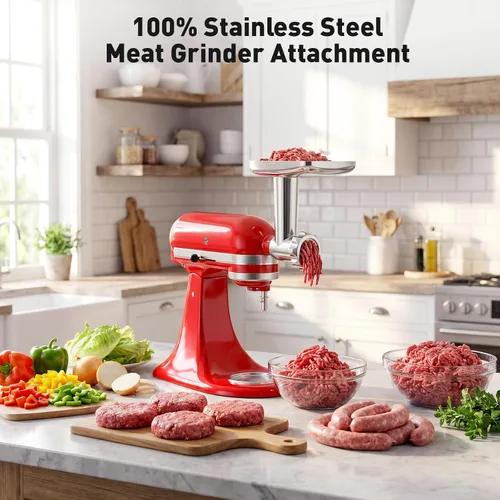 Vista 2 de COFUN Picadora de carne de acero inoxidable para mezclador KitchenAid Metal