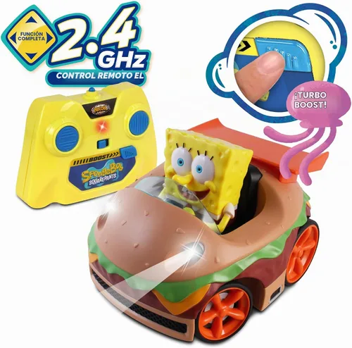 Vista 3 de NKOK Krabby Patty con control remoto con vehículo de Bob Esponja, vehículo RC de función completa, luces de trabajo, tiene control de radio y Turbo