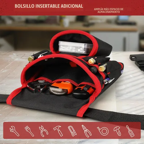 Vista 4 de Cinturón de herramientas magnético para hombres, 26 bolsillos, bolsa de herramientas de uñas resistente, regalo para papá