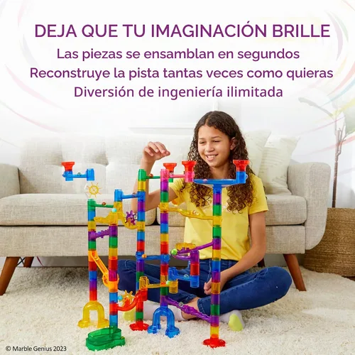 Vista 4 de Marble Genius Space Theme Marble Run, 200 Pieces, STEM Toy