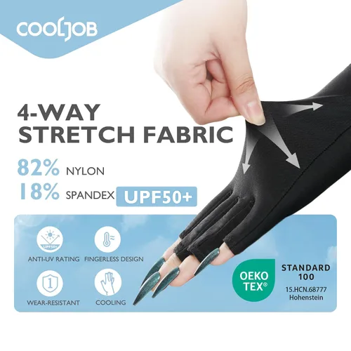 Vista 2 de COOLJOB Guantes anti-UV para lámpara de uñas, guantes profesionales de protección UV UPF50+ para manicuras, cuidado de la piel sin dedos, mujeres