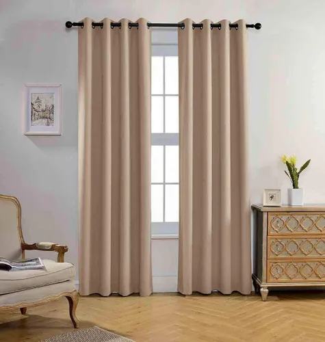 Vista 7 de Cortinas y cortinas de poliéster con ojales en la parte superior para oscurecer la habitación, sala de estar con aislamiento térmico