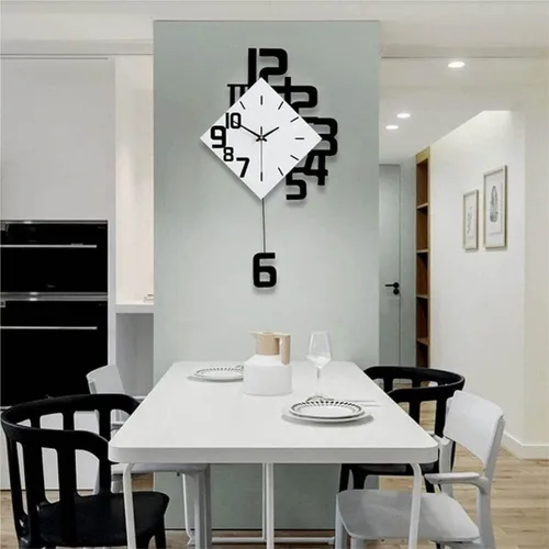 Vista 3 de Home Decoration Clock Wall Clock Modern Decorative with Pendulum Square Simple Wood for Living Room Cafe Restaurant Clocks Wall(34 * 63cm)