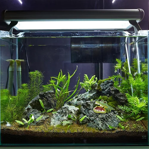 Vista 4 de iplusmile Adornos de pecera, adorno de acuario, decoración de animales, acuario, caimán acuario, decoración de paisaje, decoración de acuario
