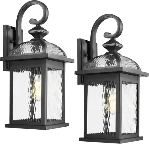 Vista 21 de Darkaway Accesorios de iluminación exterior para montaje en pared, aplique de pared al aire libre con vidrio sembrado, impermeable, accesorio