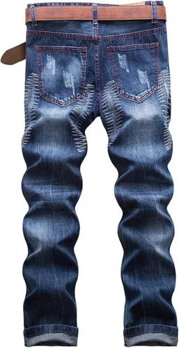 Vista 2 de WEEN CHARM - Jeans para hombre estilo recto ajustado y desgastados