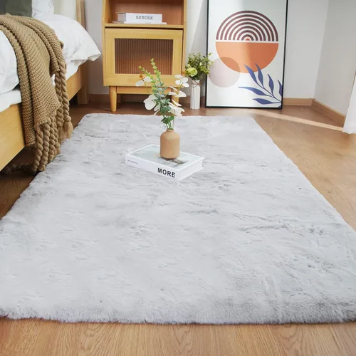 Vista 63 de Ghouse Alfombra ultrasuave de pelo sintético de conejo 2x3, alfombras lavables a máquina para dormitorio, alfombras esponjosas para sala de estar