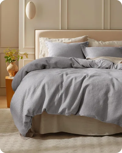 Vista 20 de Bedsure Funda de edredón de 100% algodón tamaño individual, tejido gofre, color blanco coco, GentleSoft y transpirable, juego de cama para regalo, 2