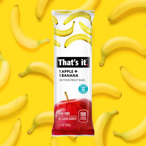 Vista 4 de That's it - Barra de fruta real 100% natural de manzana + plátano, el mejor aperitivo vegano con alto contenido de fibra, sin gluten, paleo