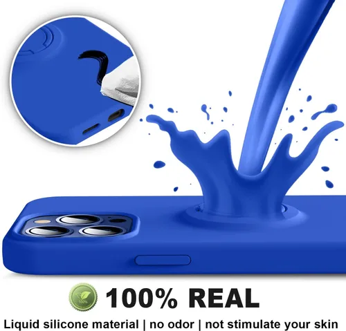 Vista 3 de Thomo Funda compatible con iPhone 14 Plus, silicona líquida suave de alta calidad a prueba de golpes, [soporte de anillo]