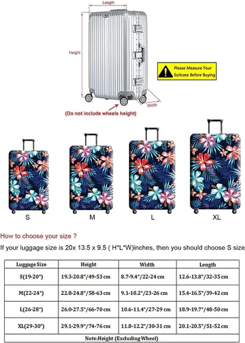 Vista 6 de GOXUNYUAN Funda de equipaje protector elástico lavable para maleta con etiqueta de equipaje Flor