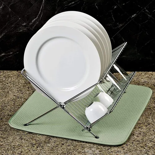 Vista 6 de Tapete absorbente de platos, reversible, de microfibra, tapete para secar platos para cocina, lavable a máquina, escurridor de platos de granja