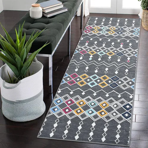 Vista 11 de FairOnly Tapete marroquí bohemio de 2 x 3 pulgadas, lavable, antideslizante, pequeño, para baño, cocina, dormitorio, entrada
