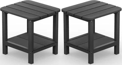 Vista 24 de SERWALL Mesa auxiliar Double Adirondack, Mesa auxiliar de forma rectangular, Negra
